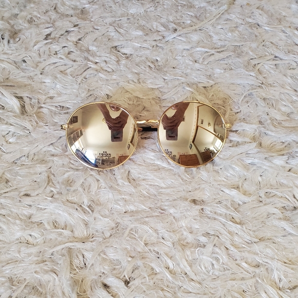 Accessories - Gold frame rounded reflective lens glasses